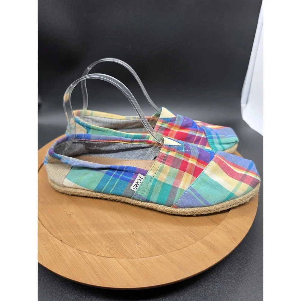 Toms Alpargata Womens Size 9.5 Plaid Espadrille Style Flats